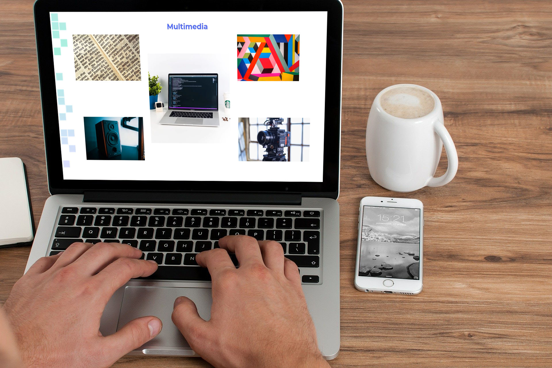 Person on computer with principles video on screen